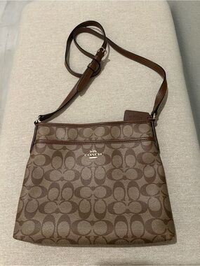 Coach Brown Signature Jacquard Crossbody Bag